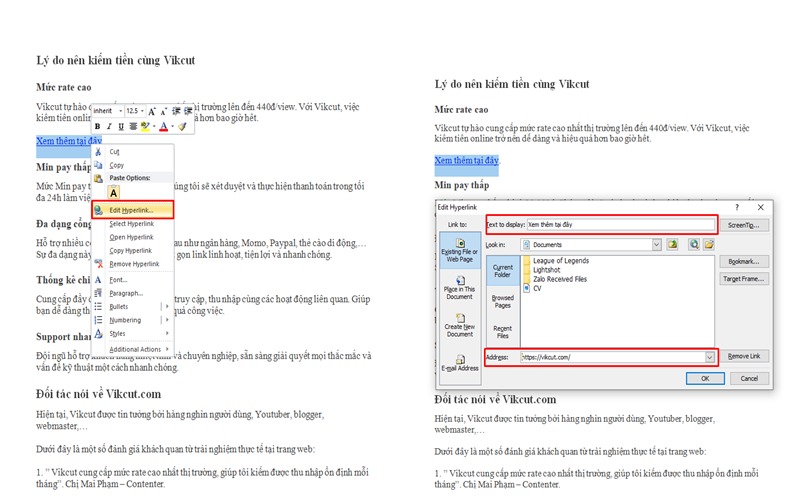 Cách chuyển file word thành link