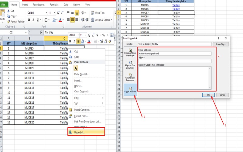 Tạo link trong Excel